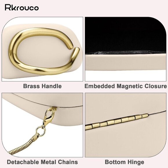 Brand New PU Women's Evening Clutch White Chocolate Crossbody Bag - Picture 6 of 8